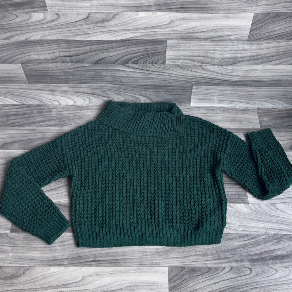 NWOT Belle Du Jour Forest Green Cowl Neck Sweater